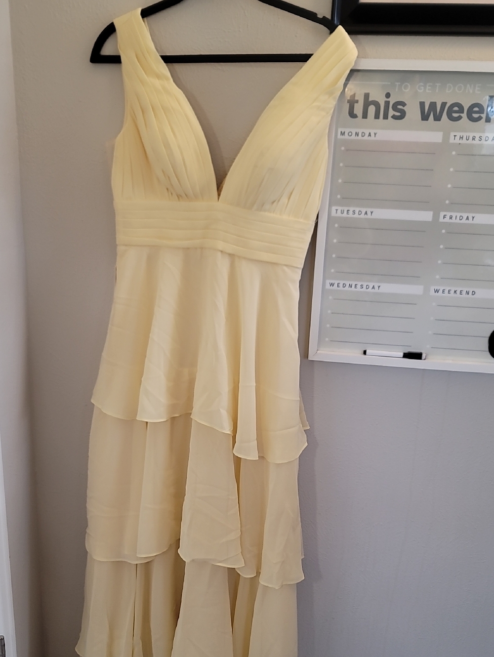 V-Neck Cream Tiered Chiffon Maxi Dress - Women